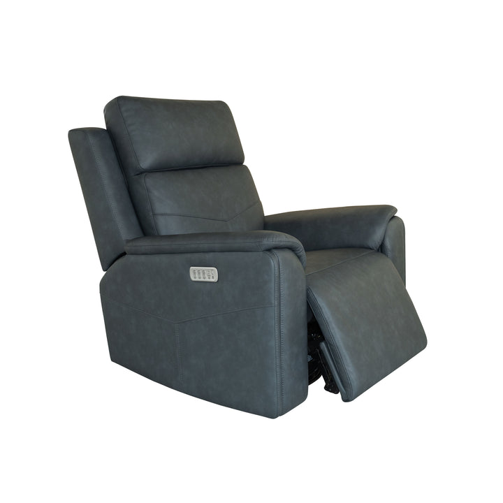 Vernon Fabric Power Swivel Gliding Recliner with Power Headrest, Lumbar, Heat &amp; Massage in Admiral