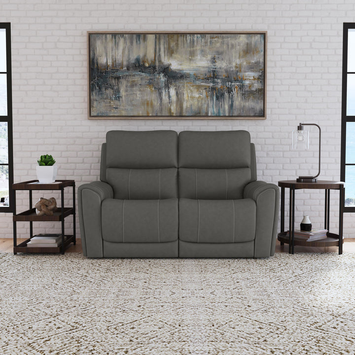 Carter Fabric Power Reclining Loveseat with Power Headrests &amp; Lumbar in Smoke
