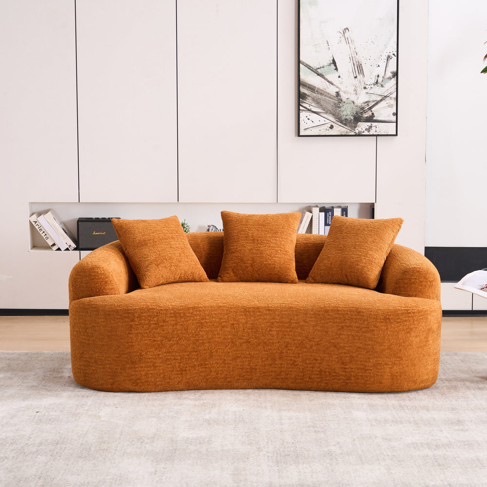 curved-loveseat-orange-full-compression-sponge-sofa