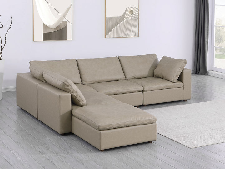 DivanItalia 1100 5-Piece Right Arm Facing 4-Seat Sectional – Top-Grain Italian Leather - Beige