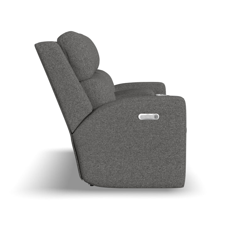 Score Power Reclining Loveseat With Console &amp; Power Headrests &amp; Lumbar Dark Gray