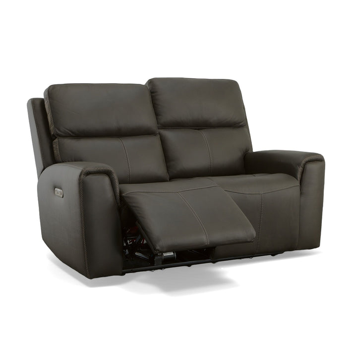 Jarvis Leather Power Reclining Loveseat with Power Headrests in Mica