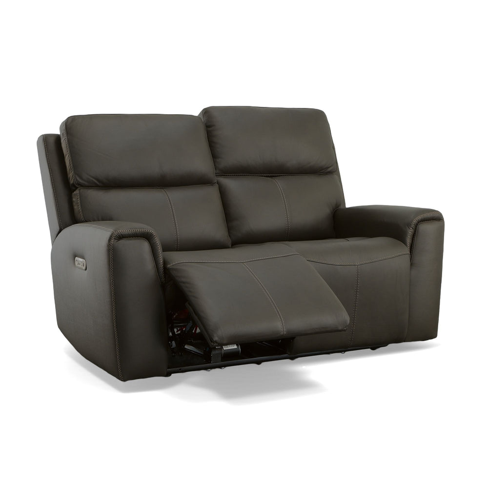 Jarvis Leather Power Reclining Loveseat with Power Headrests in Mica