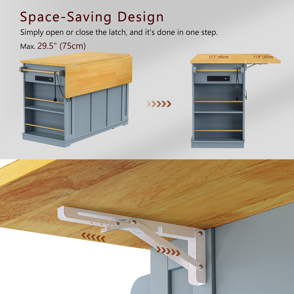 53-inch-blue-kitchen-island-cart-with-drop-leaf-and-power-outlet