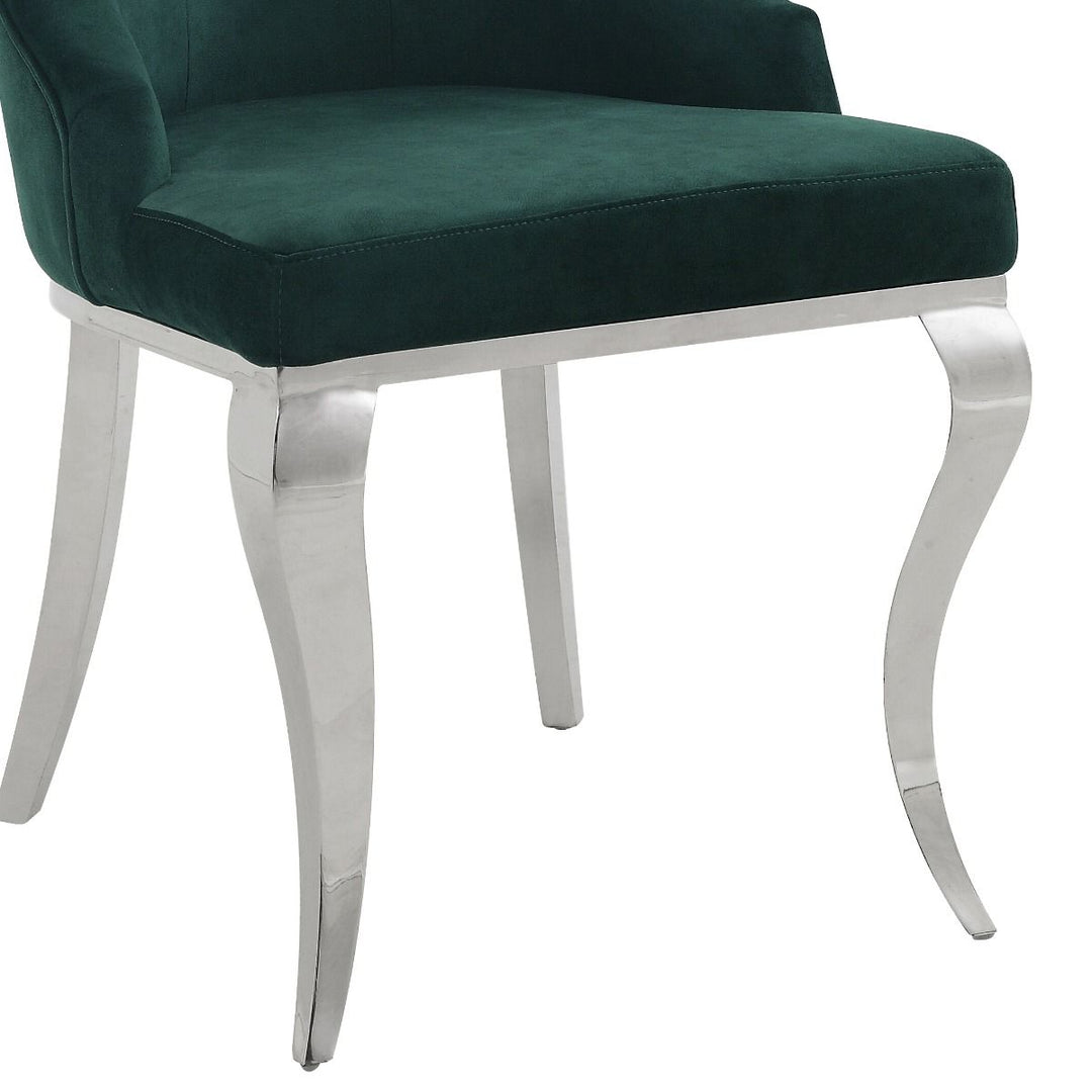 Dekel - Side Chair Set of 2) - Green Fabric & Stainless Steel
