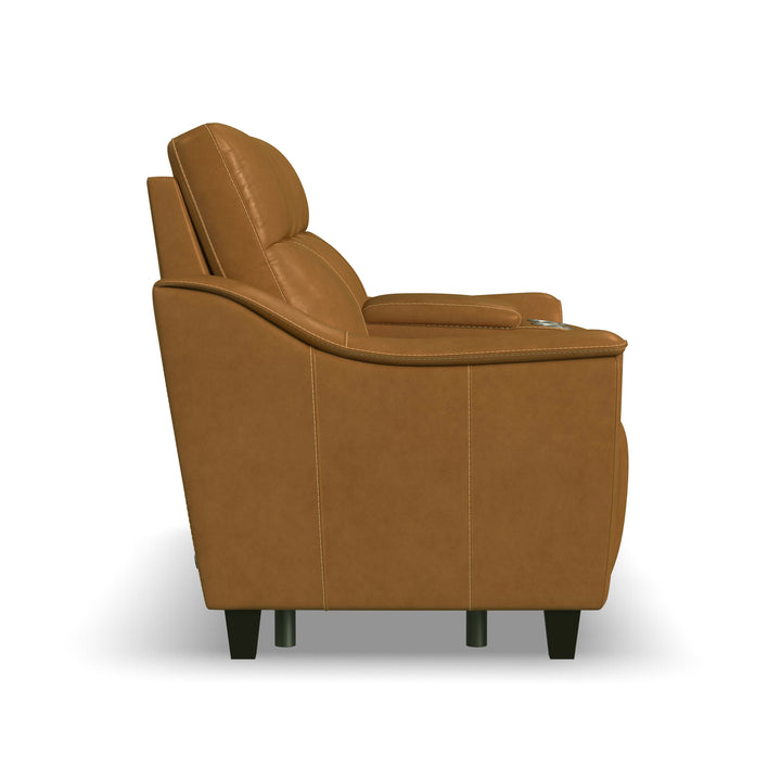 Walter Power Reclining Loveseat With Console &amp; Power Headrests Honey