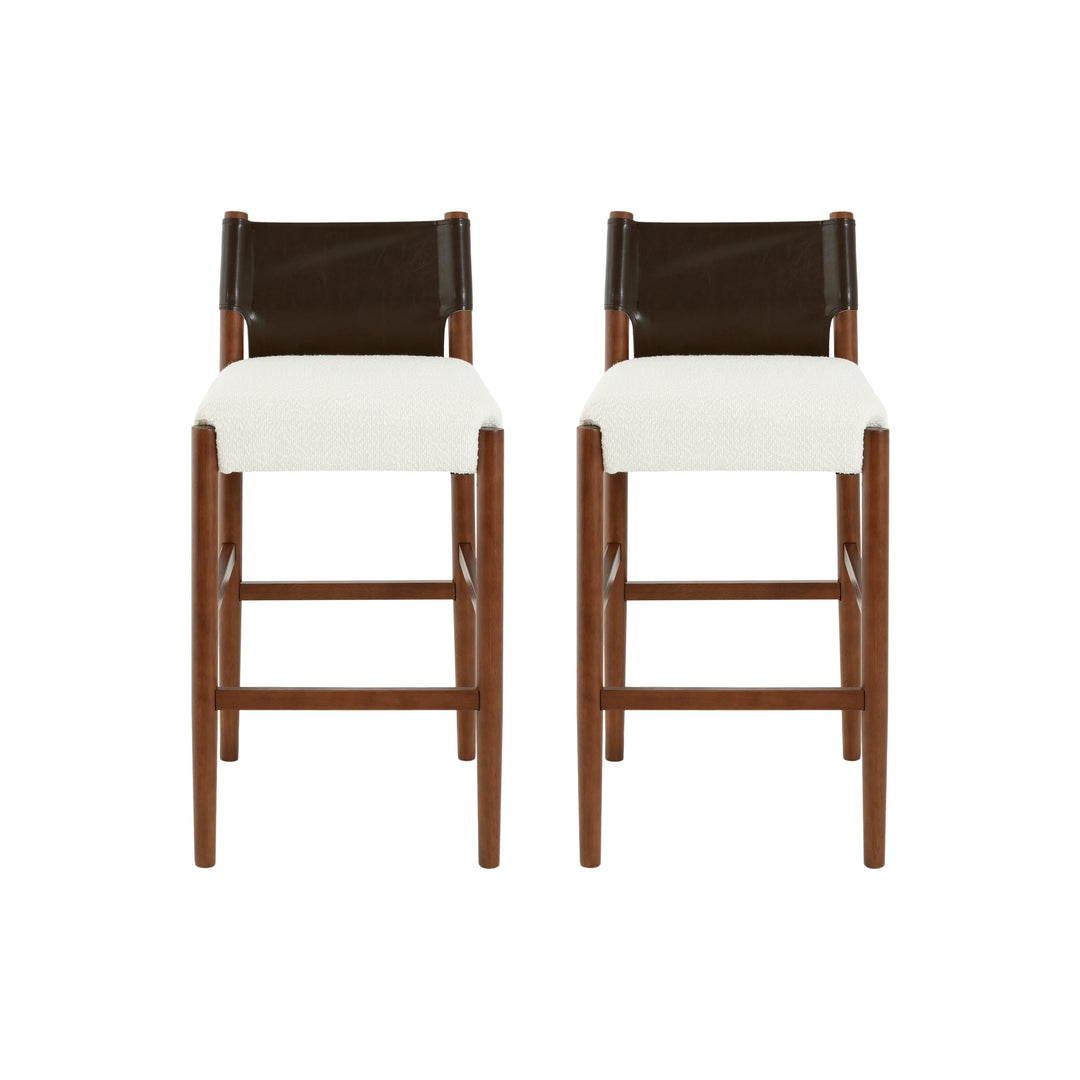 28.5" Solid Wood Bar Stool – Walnut/Brown (Set of 2)