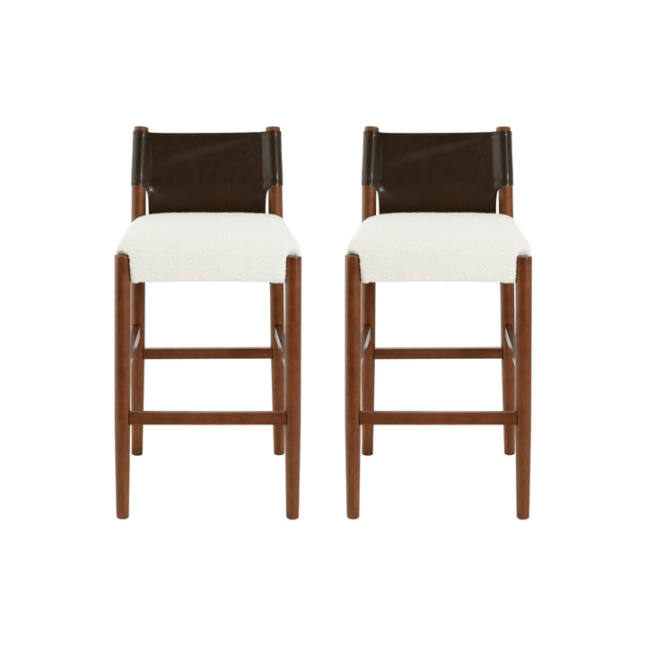28.5" Solid Wood Bar Stool – Walnut/Brown (Set of 2)