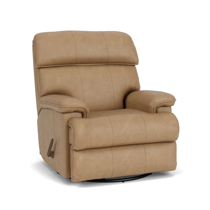 Geneva Leather Swivel Gliding Recliner Light Brown