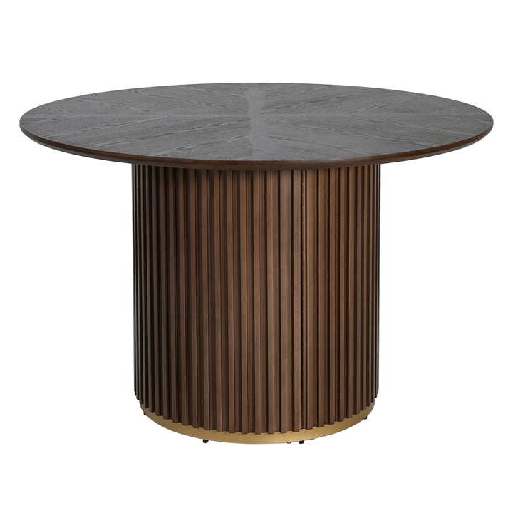 47" Round Pedestal Dining Table – Walnut