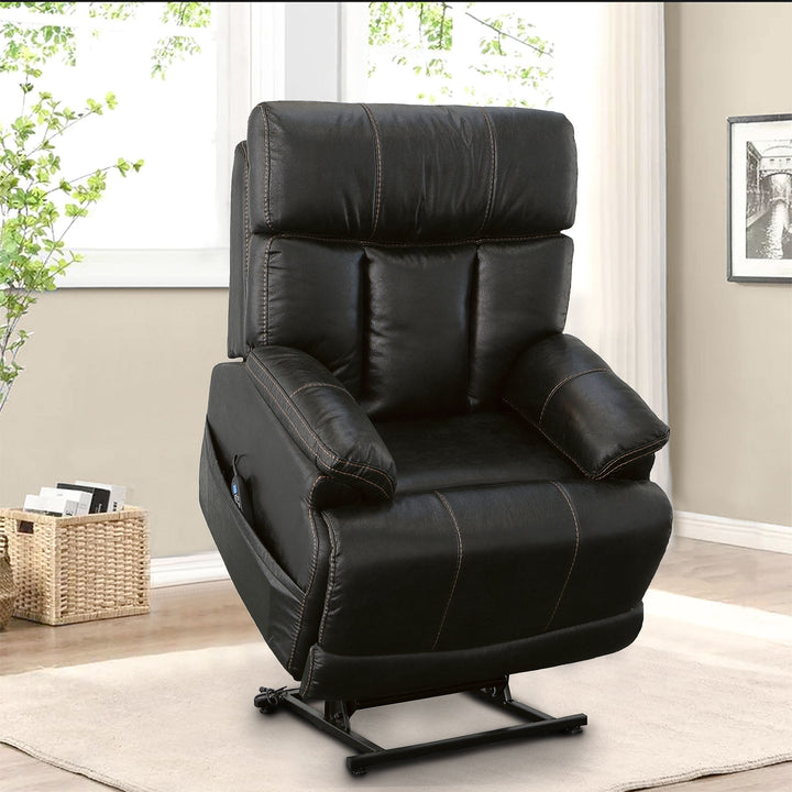 Clive Fabric Power Lift Recliner with Power Headrest &amp; Lumbar in Peppercorn