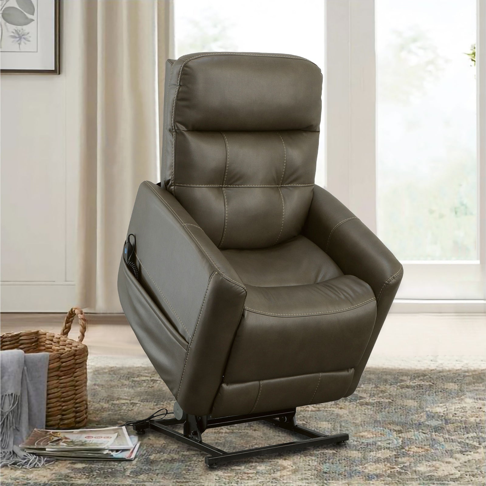 Kenner Power Lift Recliner With Power Headrest & Lumbar Driftwood