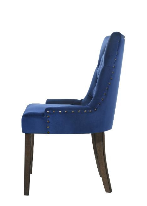 Farren - Side Chair Set of 2) - Blue Velvet & Weathered Oak