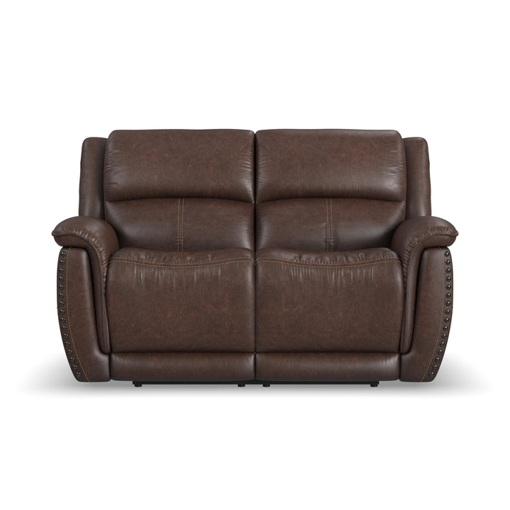 Beau Fabric Power Reclining Loveseat with Power Headrests in Sable