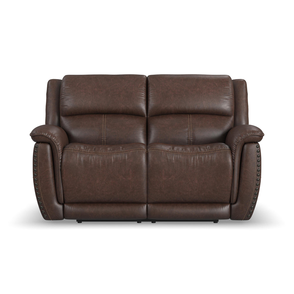 Beau Fabric Power Reclining Loveseat with Power Headrests in Sable