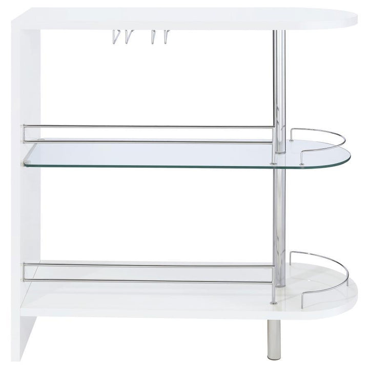 Adolfo - Rectangular 2-Tier Home Bar Table - White High Gloss