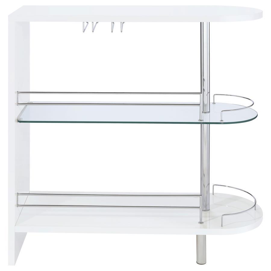 Adolfo - Rectangular 2-Tier Home Bar Table - White High Gloss