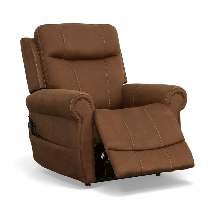Stewart Power Lift Recliner With Power Headrest &amp; Lumbar Amber Brown