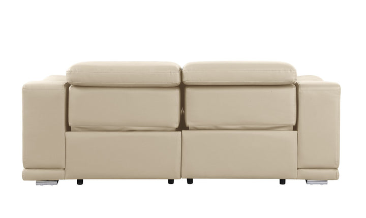 DivanItalia 9762 2-Piece Modular Power Reclining Console with 2 Power Recliners in Top Grain Italian Leather - Beige