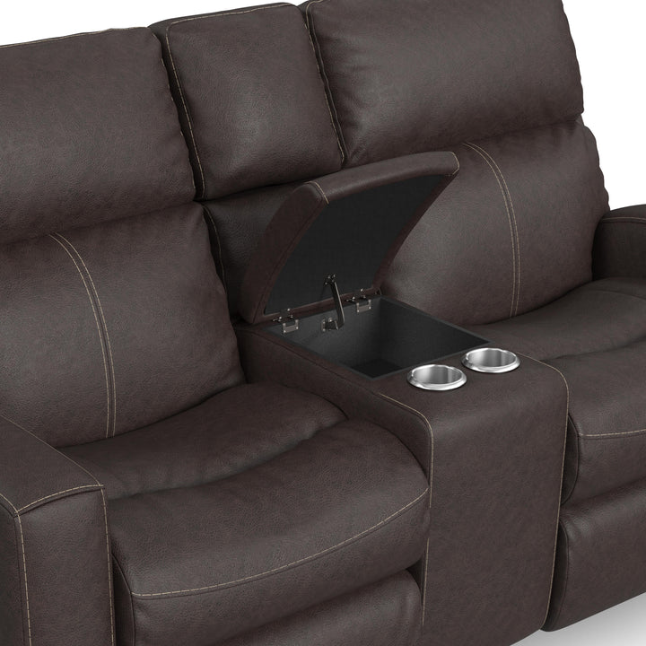 Score Leather Power Reclining Loveseat with Console &amp; Power Headrests &amp; Lumbar
