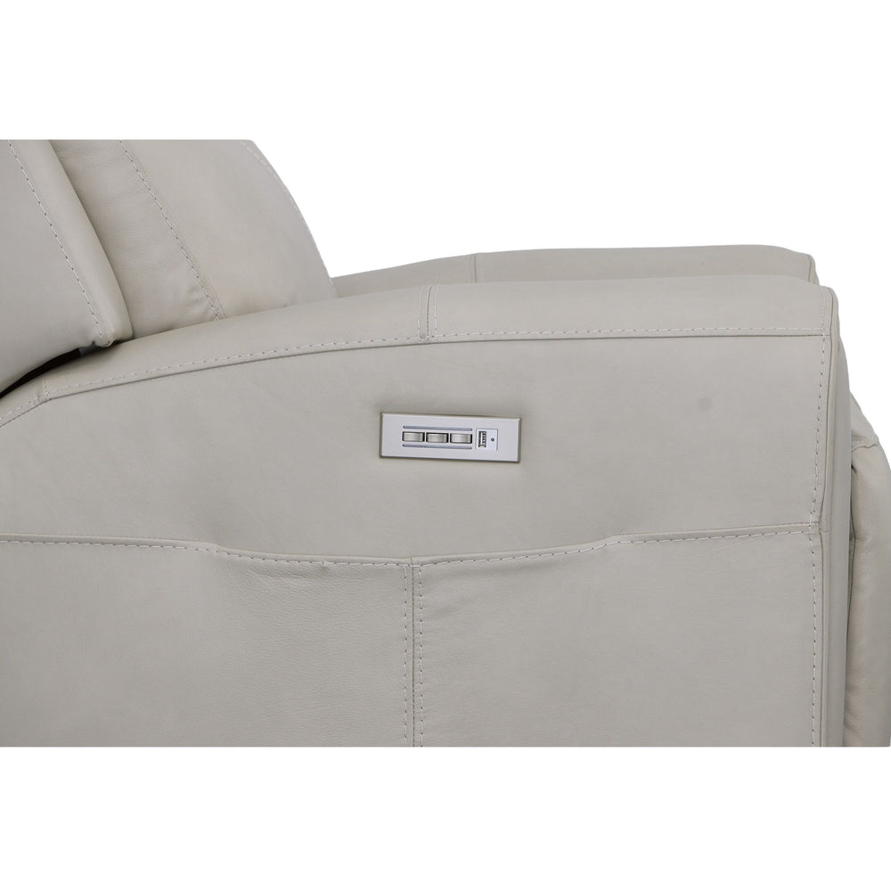 Barnett Leather Power Recliner with Power Headrest & Lumbar in Gray Matters