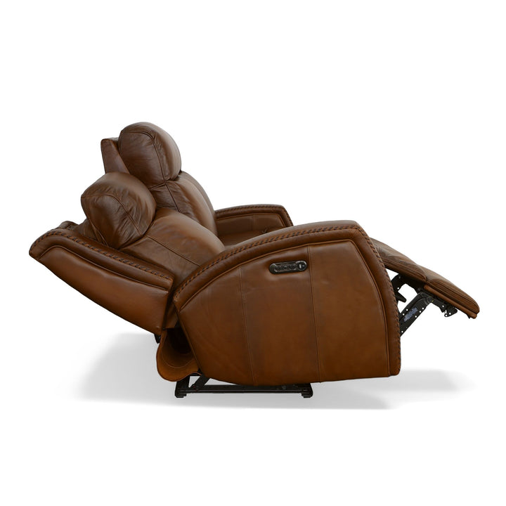 Mustang Leather Power Sofa with Power Headrest in Rust