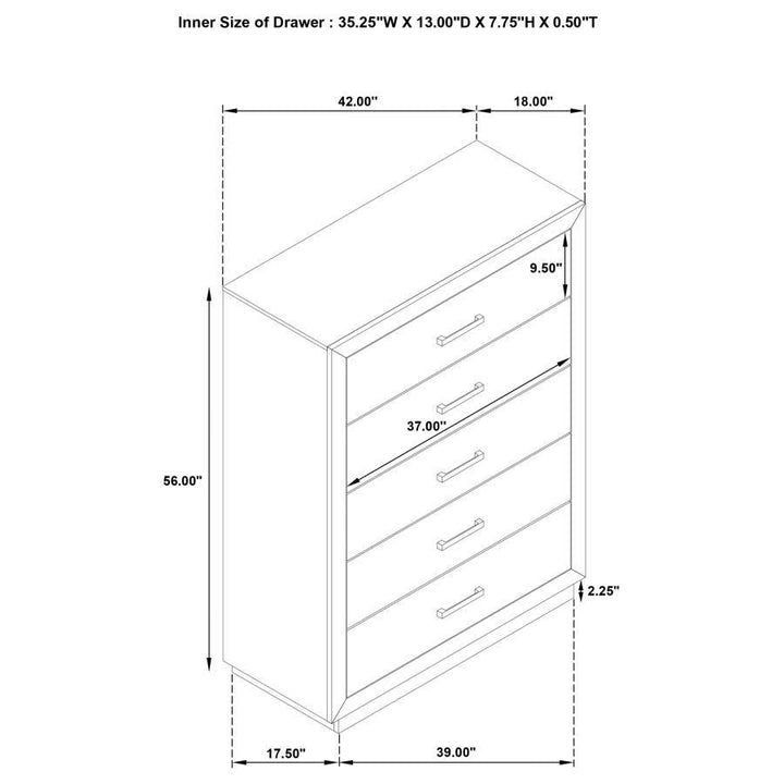 Kenora - 5-Drawer Bedroom Chest - Barley Brown
