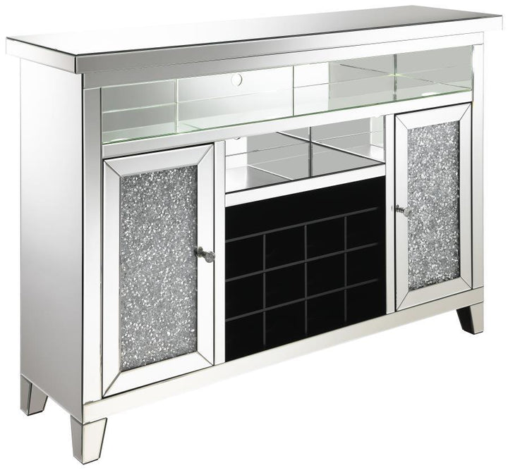 Coaster Furniture Melinda - 2-Door LED Mirrored Wine Storage Bar Cabinet - Silver