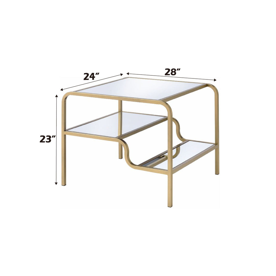 Astrid - Mirrored End Table - Gold