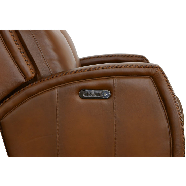 Mustang Leather Power Loveseat with Power Headrest in Rust
