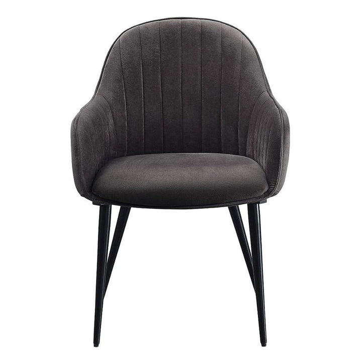 Caspian - Side Chair Set of 2) - Dark Gray Fabric & Black