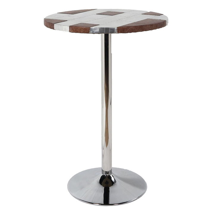 Brancaster - Bar Table - Retro Brown Top Grain Leather & Aluminum