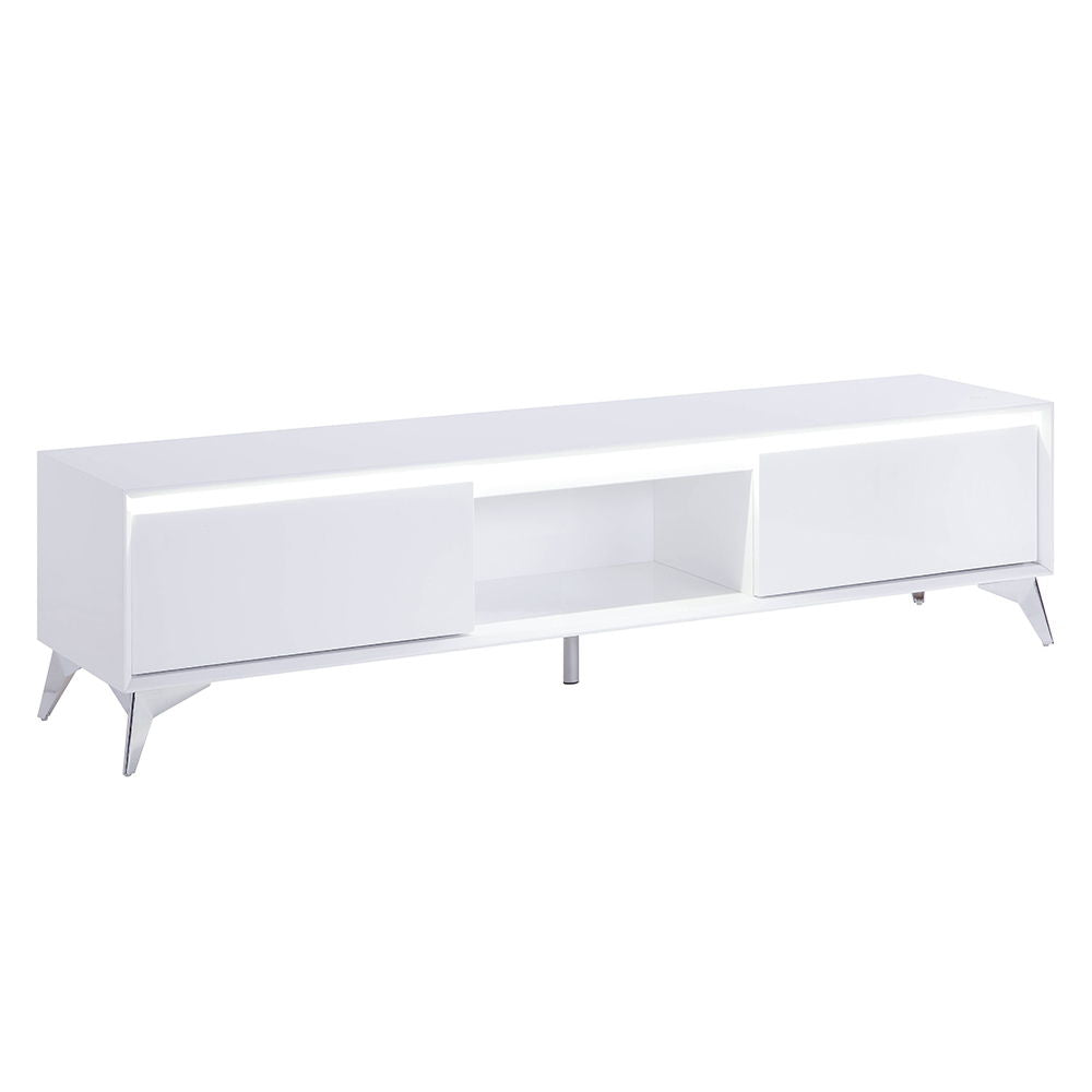 Raceloma - TV Stand - White & Chrome