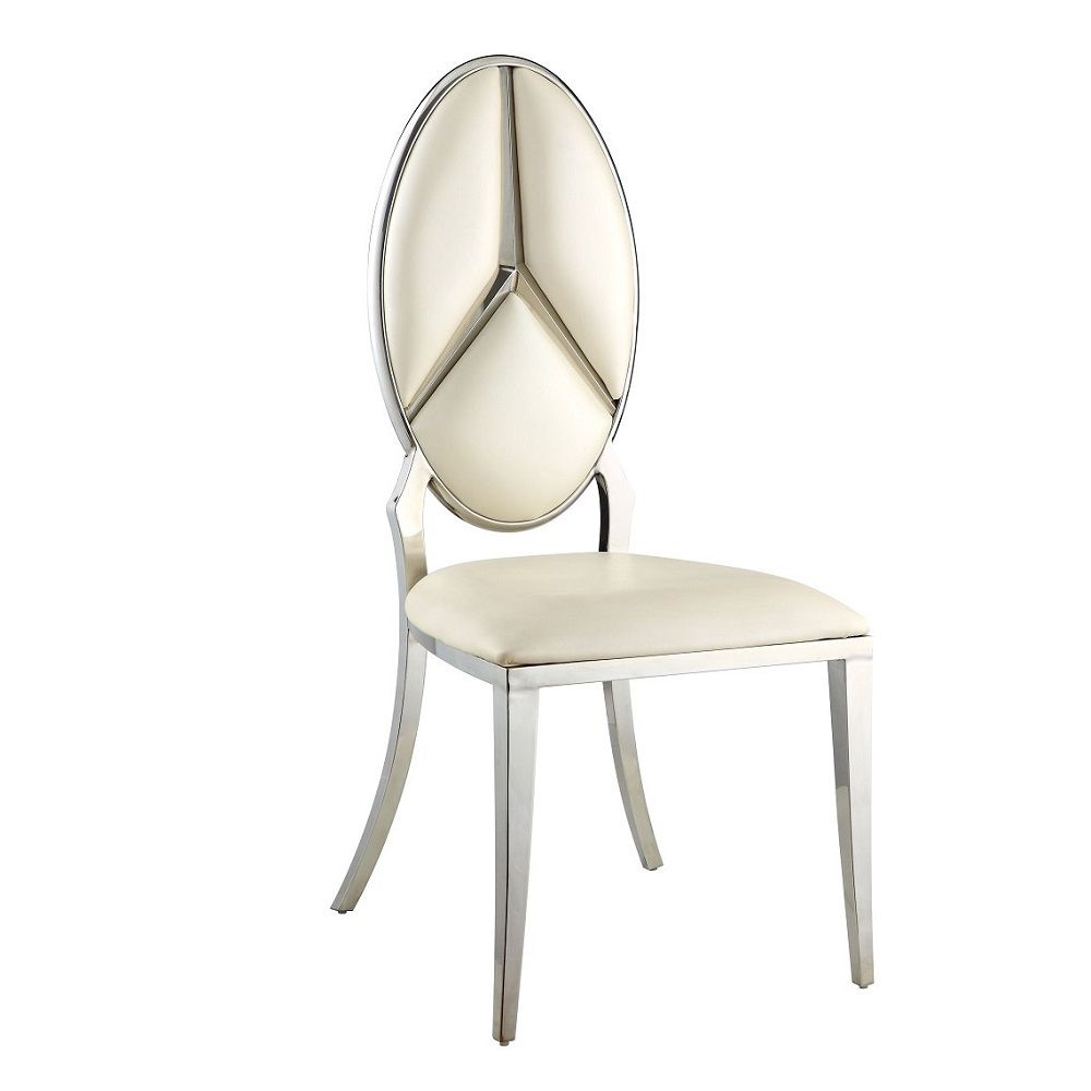Cyrene - Side Chair Set of 2) - Beige Synthetic Leather & Antique White