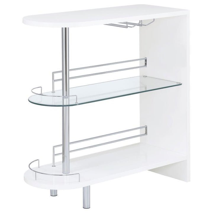 Adolfo - Rectangular 2-Tier Home Bar Table - White High Gloss