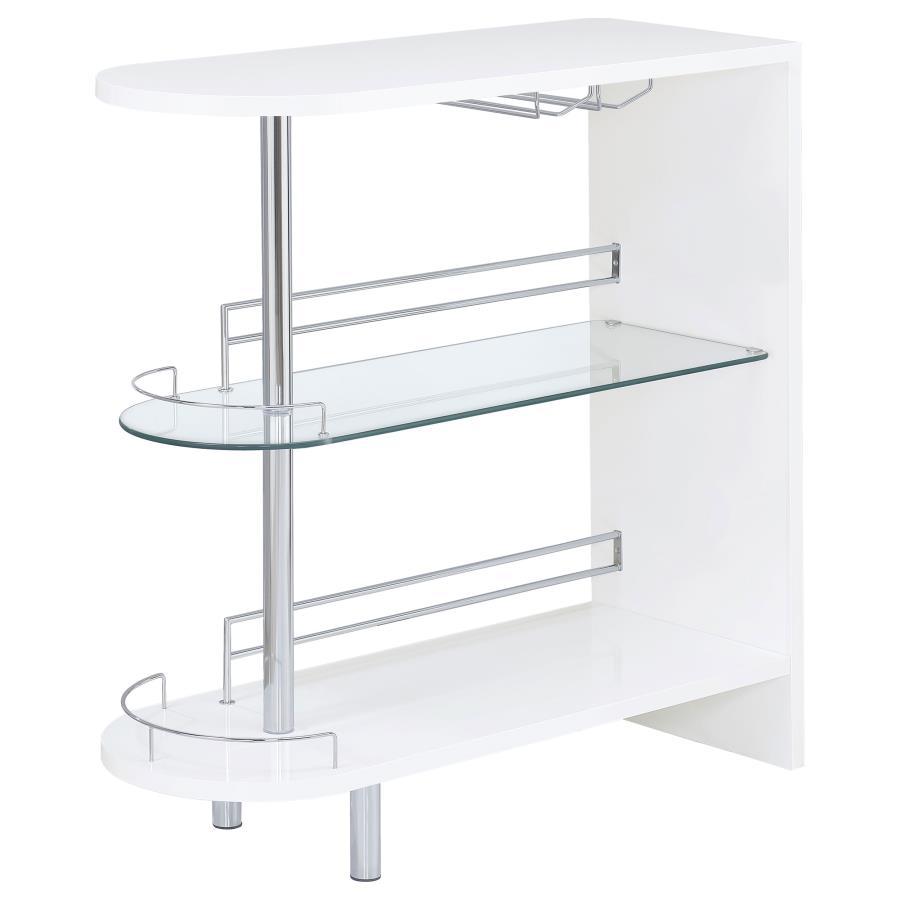 Adolfo - Rectangular 2-Tier Home Bar Table - White High Gloss