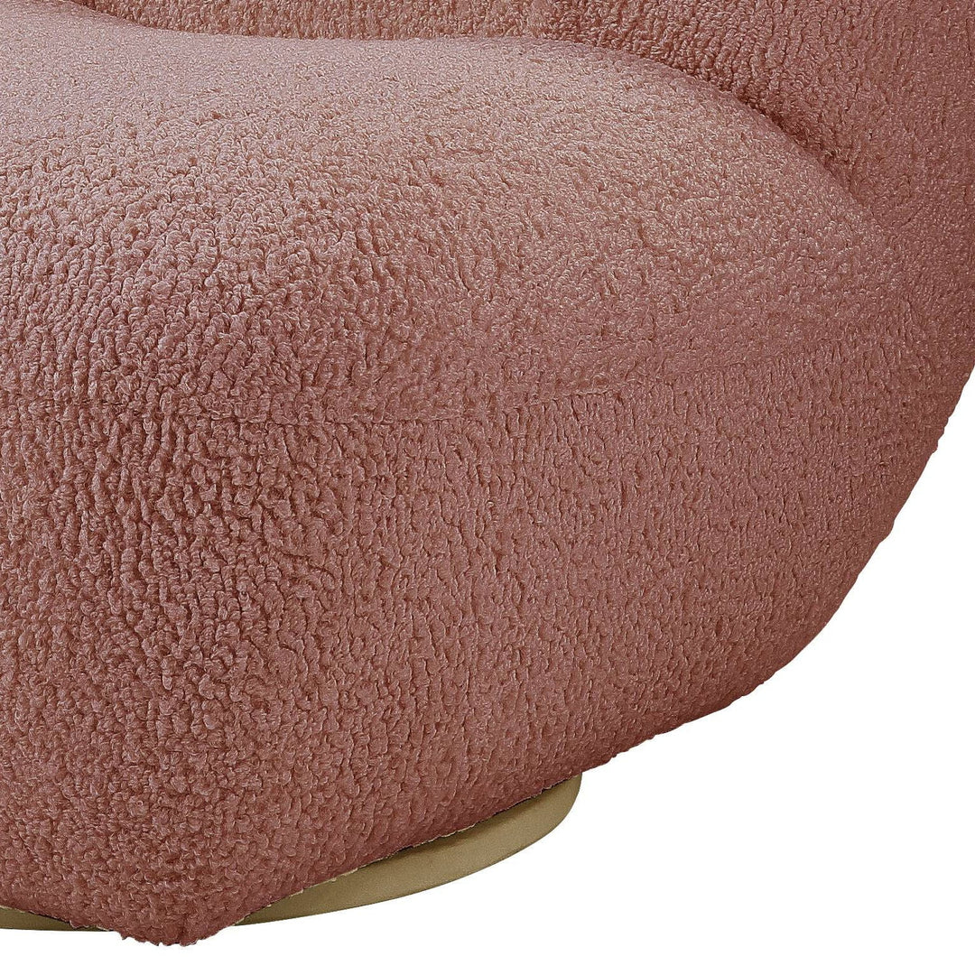 Yedaid - Sherpa Accent Chair With Swivel - Pink