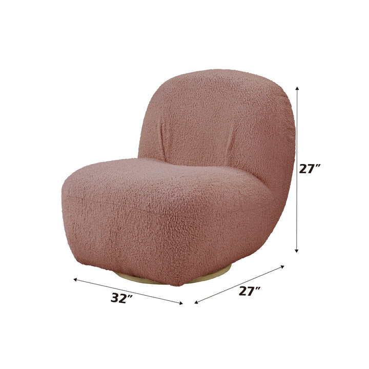 Yedaid - Sherpa Accent Chair With Swivel - Pink
