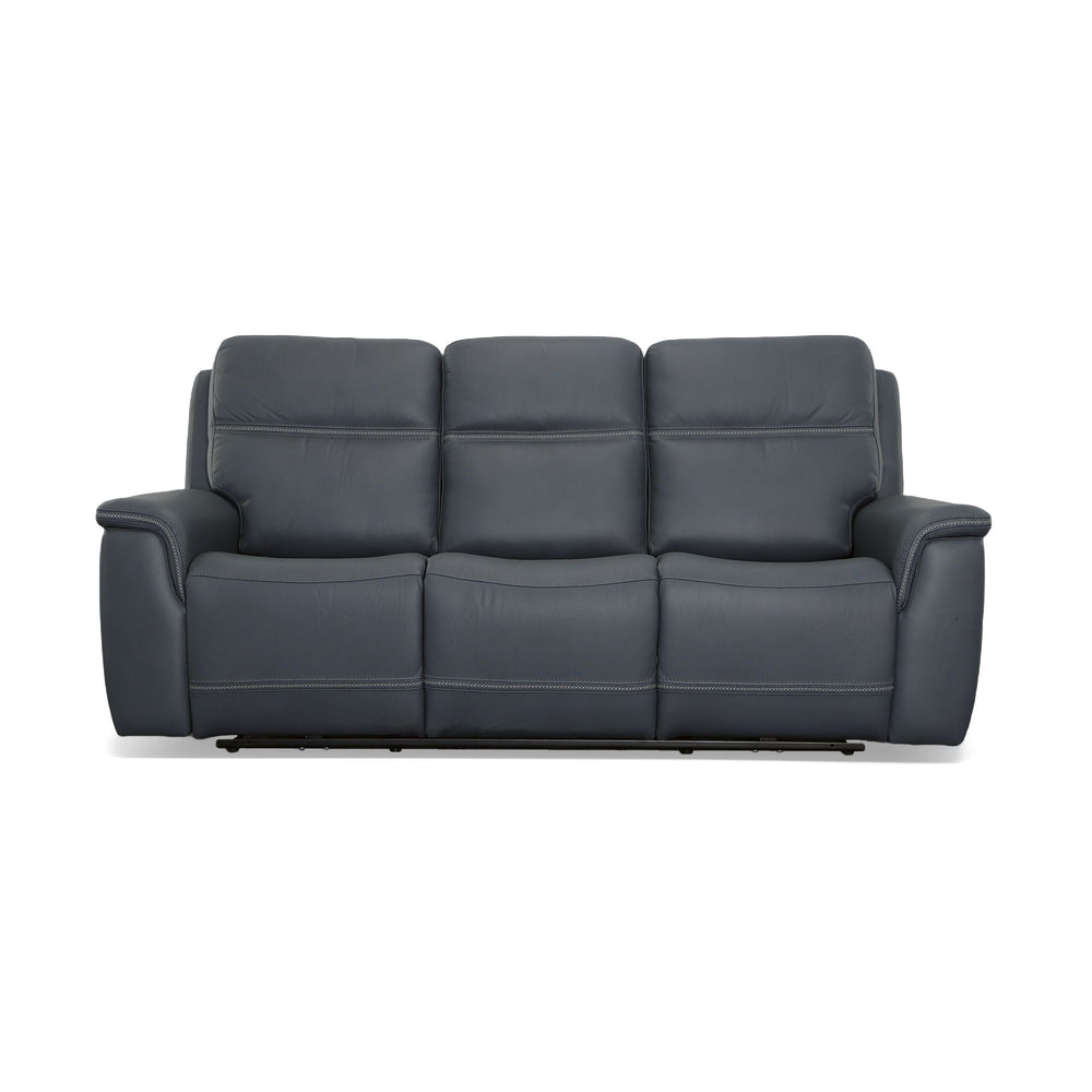 Sawyer Leather Power Reclining Sofa with Power Headrests & Lumbar in Marine