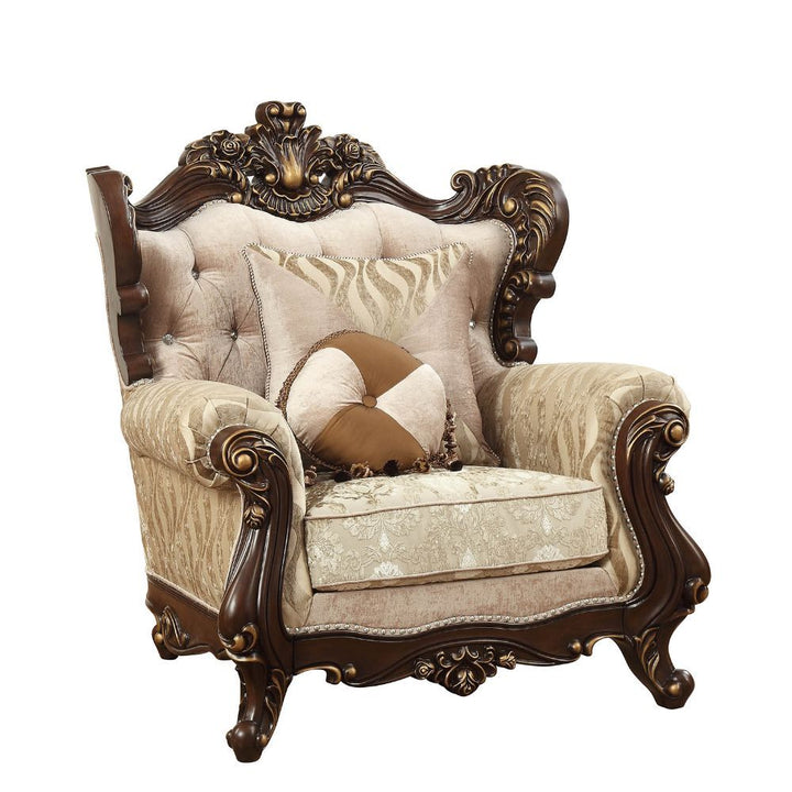 ACME Furniture Shalisa Chair With 2 Pillows Same Lv01587) Fabric & Waln