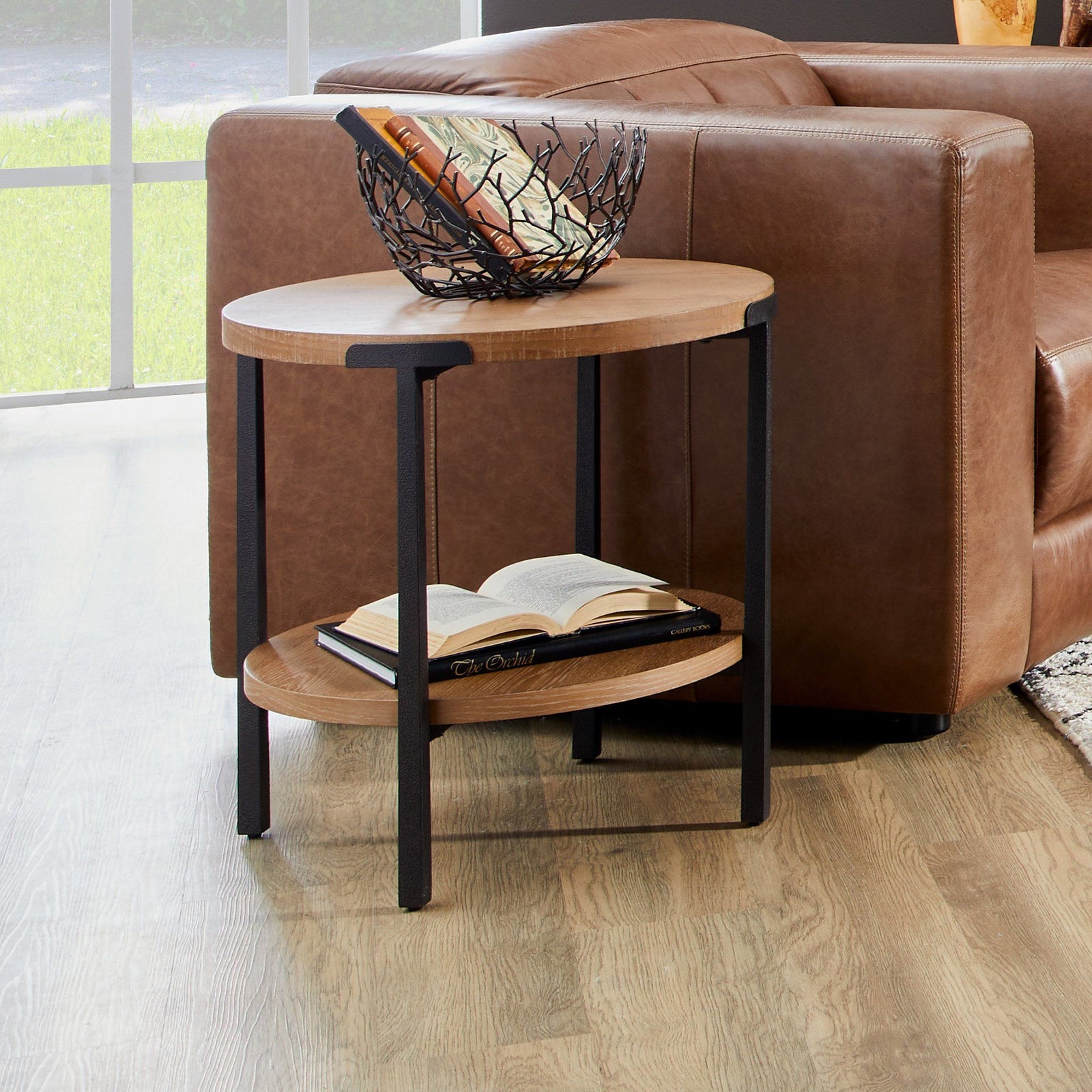 Millwork  Round End Table  Light Brown