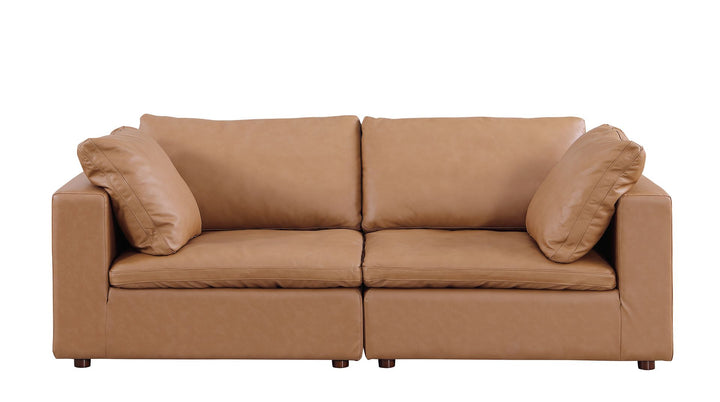 DivanItalia 1100 Modular Loveseat – Top-Grain Italian Leather - Cognac