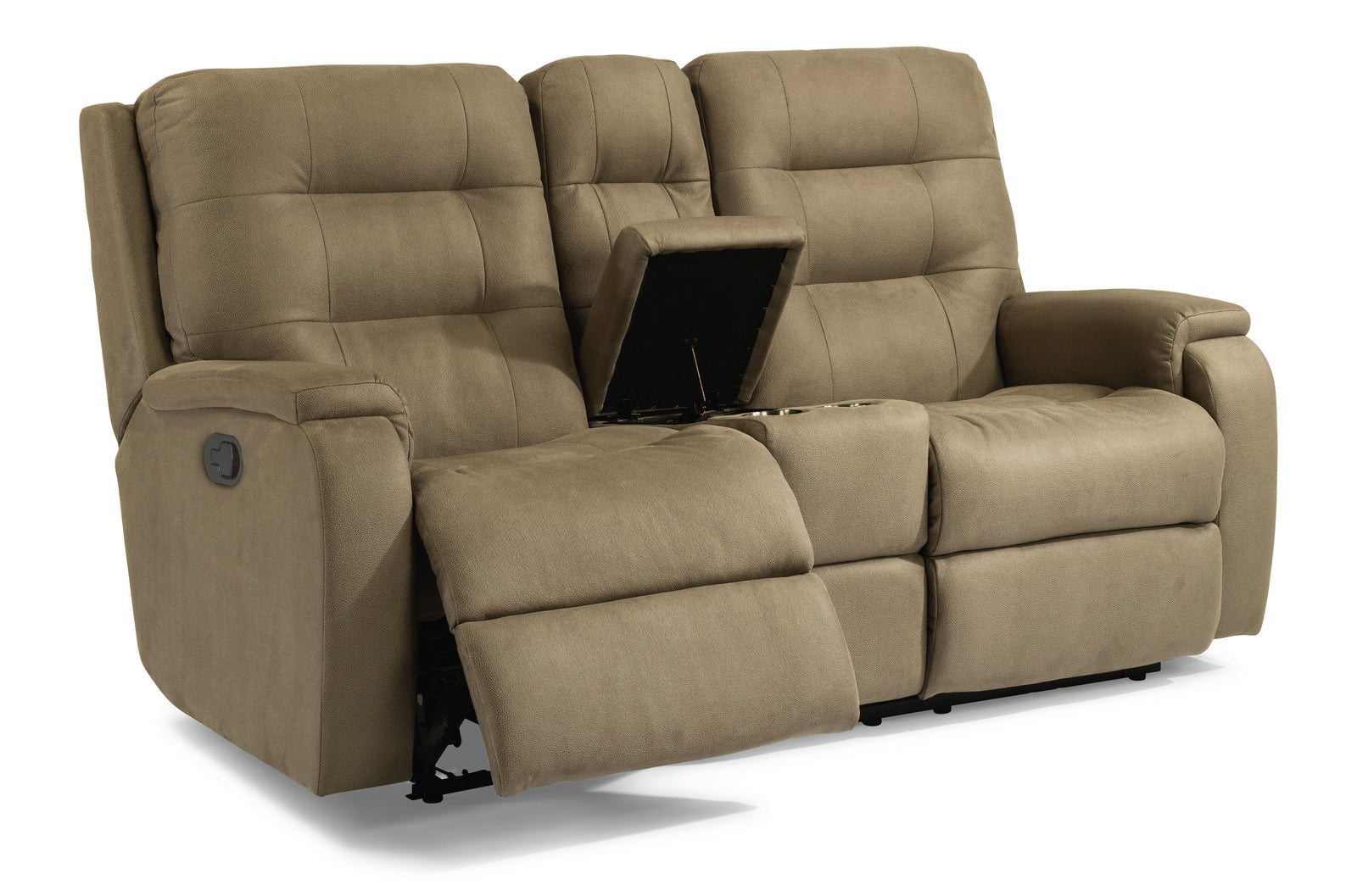 Flexsteel 2810-601 Arlo  Reclining Loveseat With Console  Light Brown