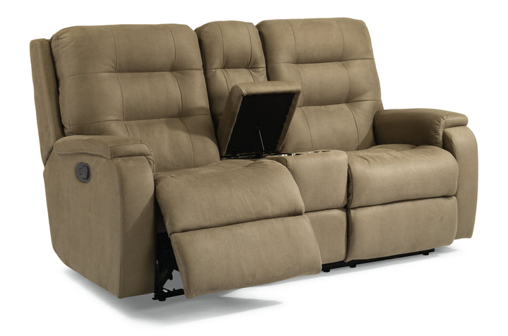 Flexsteel 2810-601 Arlo  Reclining Loveseat With Console  Light Brown
