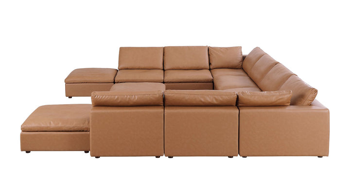 DivanItalia 1100 Top-Grain Italian Leather 11-Piece Sectional with Chaise - Cognac