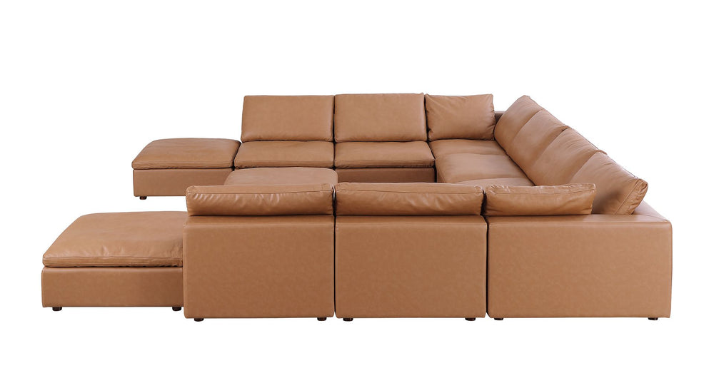 DivanItalia 1100 Top-Grain Italian Leather 11-Piece Sectional with Chaise - Cognac