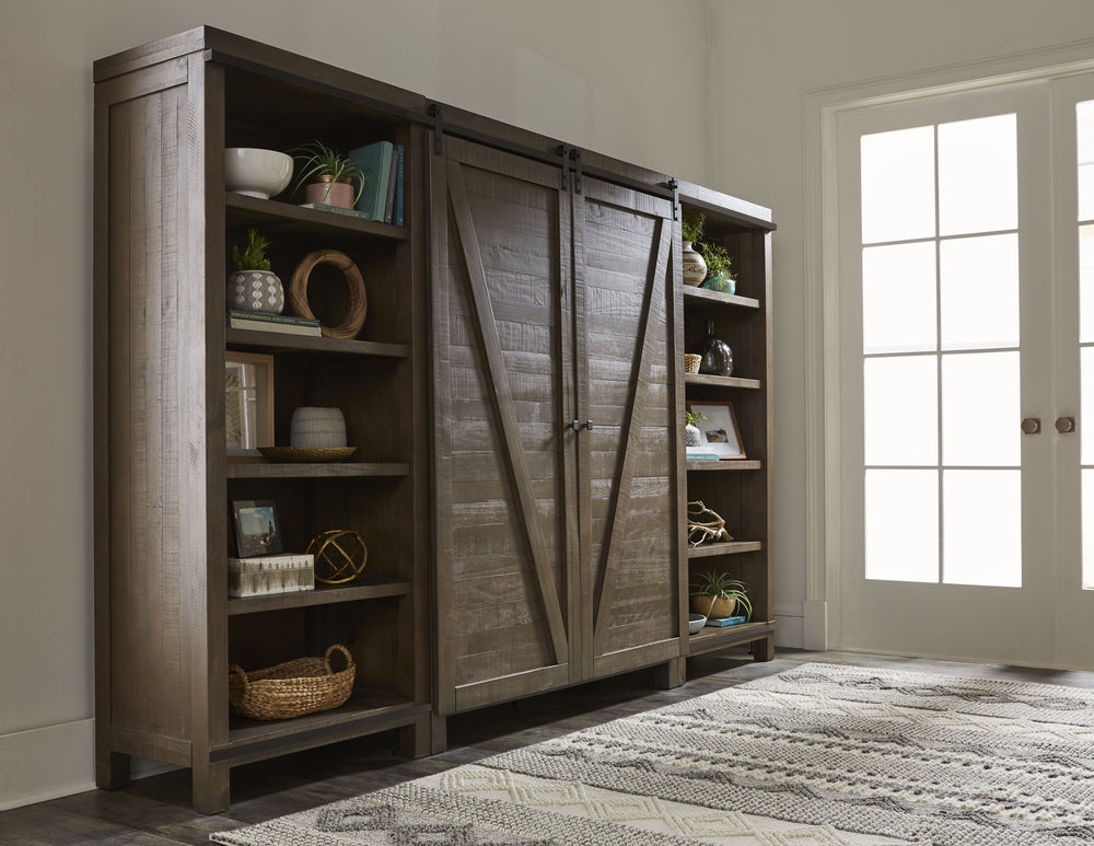 Modus Furniture 9Y1325 Taryn Sliding Barn Door Media Wall In Rustic Gray