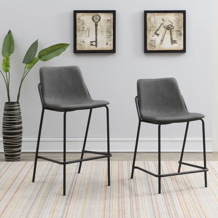 Earnest - Upholstered Counter Chair (Set of 2) - Gray Stool Set modern furniture Contempo Furniture