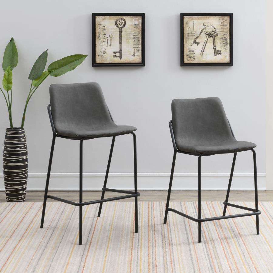 Earnest - Upholstered Counter Chair (Set of 2) - Gray Stool Set modern furniture Contempo Furniture