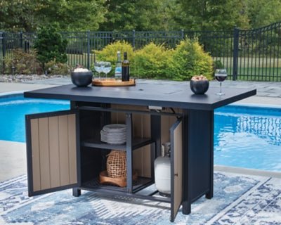 East Beach Outdoor Bar Table with Fire Pit - Blue Fire Pits modern furniture Contempo Furniture